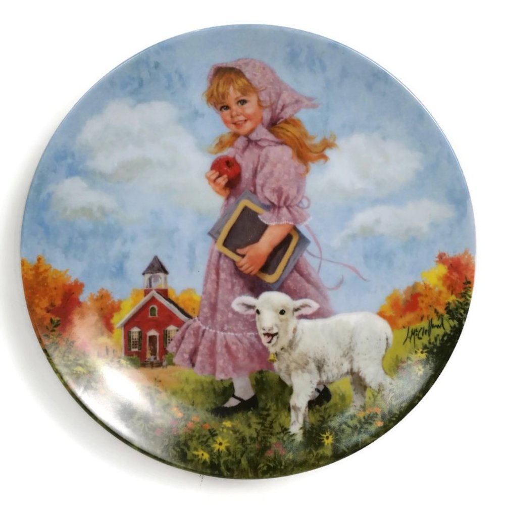 Mary Had A Little Lamb Porcelain Collector Plate Vintage by John Mc Celland 1985